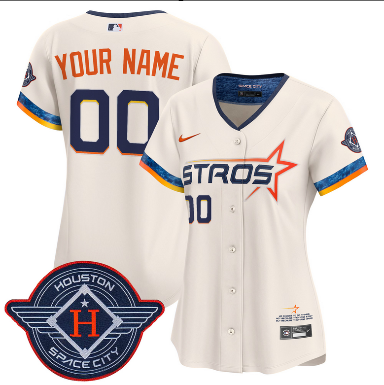 Women Houston Astros 2025 City Connect Vapor cream Limited Custom Stitched Jersey